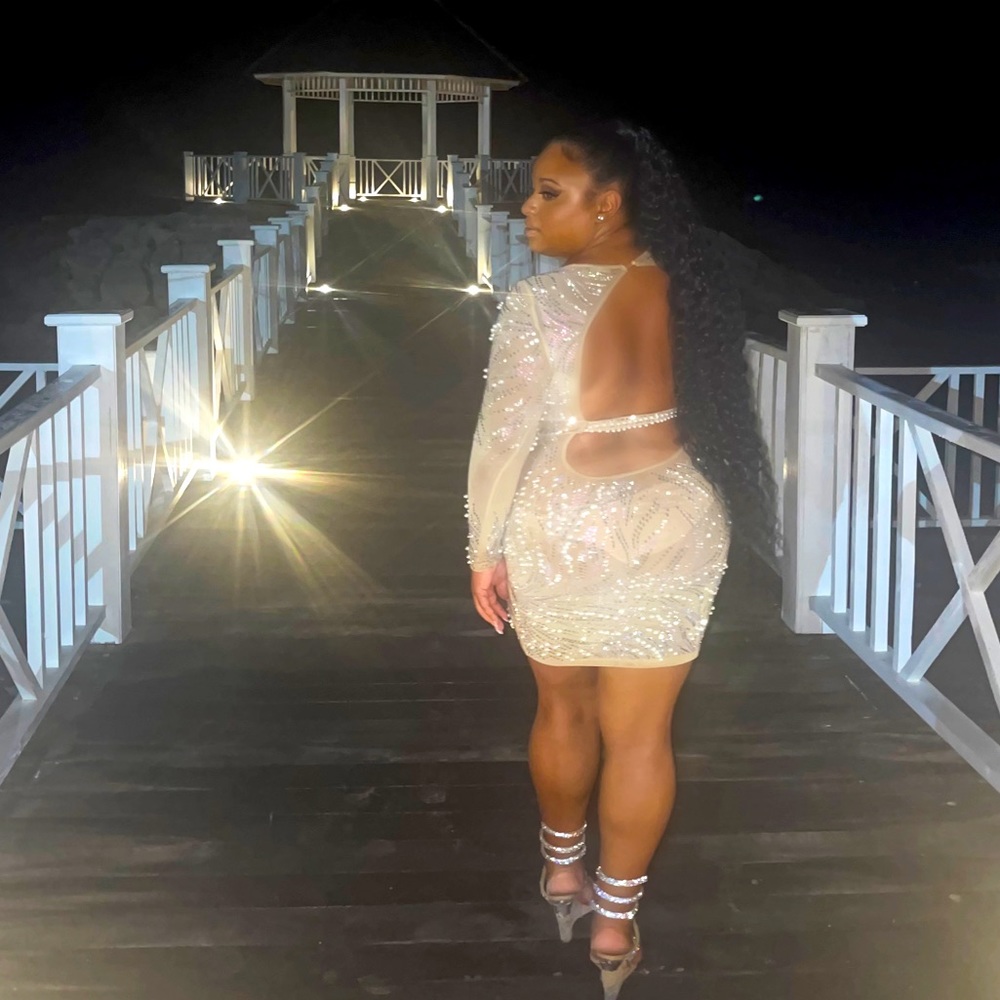 NYE Backless Badazzled Mesh Sexy Dress
